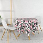 - MasaYuv-927-Gorsel2 - Realhomes Flamingo Desenli Dijital Baskılı Yuvarlak Masa Örtüsü - Çap 140cm Realhomes