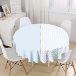 Mavi & Beyaz Ogea Desenli Dijital Baskılı Yuvarlak Masa Örtüsü - Çap 140cm Realhomes