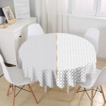 Gri & Beyaz Ogea Desenli Dijital Baskılı Yuvarlak Masa Örtüsü - Çap 140cm Realhomes