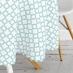 - MasaYuv-9277-Gorsel3 - Realhomes Mint Yeşili & Beyaz Ogea Desenli Dijital Baskılı Modern Yuvarlak Masa Örtüsü - Çap 140cm Realhomes