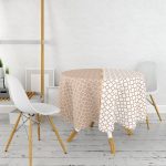 - MasaYuv-9278-Gorsel2 - Realhomes Vizon & Beyaz Ogea Desenli Dijital Baskılı Yuvarlak Masa Örtüsü - Çap 140cm Realhomes