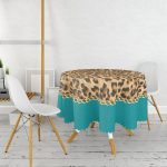 Leopar Desenli Dijital Baskılı Modern Yuvarlak Masa Örtüsü - Çap 140cm Realhomes
