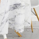 - MasaYuv-9288-Gorsel3 - Realhomes  Siyah & Beyaz Mermer Tasarımlı Dijital Baskılı Yuvarlak Masa Örtüsü - Çap 140cm Realhomes