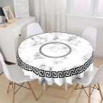 Mermer Tasarımlı Modern Dijital Baskılı Yuvarlak Masa Örtüsü - Çap 140cm Realhomes