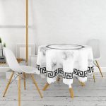 Mermer Tasarımlı Modern Dijital Baskılı Yuvarlak Masa Örtüsü - Çap 140cm Realhomes
