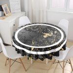 Mermer Tasarımlı Modern Dijital Baskılı Yuvarlak Masa Örtüsü - Çap 140cm Realhomes