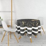 Mermer Tasarımlı Modern Dijital Baskılı Yuvarlak Masa Örtüsü - Çap 140cm Realhomes