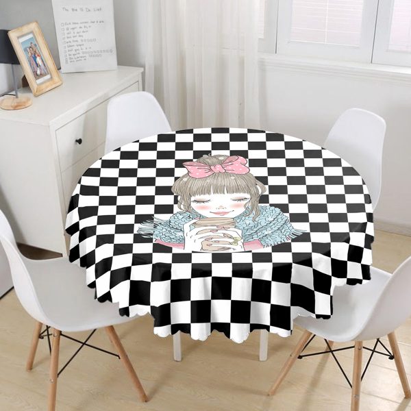 Açık Gri Yıldız Modern Yuvarlak Masa Örtüsü - Çap 140cm Realhomes