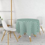 Yeşil Zizag Tasarımlı Dijital Baskılı Modern Yuvarlak Masa Örtüsü - Çap 140cm Realhomes