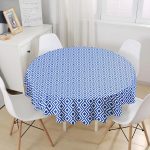 Lacivert Geometrik Çizimli Dijital Baskılı Modern Yuvarlak Masa Örtüsü - Çap 140cm Realhomes