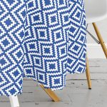 Lacivert Geometrik Çizimli Dijital Baskılı Modern Yuvarlak Masa Örtüsü - Çap 140cm Realhomes