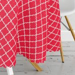 Kırmızı Ogea Desenli Dijital Baskılı Modern Yuvarlak Masa Örtüsü - Çap 140cm Realhomes