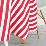 Kırmızı Beyaz Düz Çizgi Tasarımlı Dijital Baskılı Yuvarlak Masa Örtüsü - Çap 140cm Realhomes