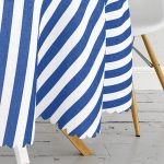 Lacivert Beyaz Düz Çizgi Tasarımlı Dijital Baskılı Yuvarlak Masa Örtüsü - Çap 140cm Realhomes