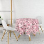 Çiçek Temalı Dijital Baskılı Yuvarlak Masa Örtüsü - Çap 140cm Realhomes