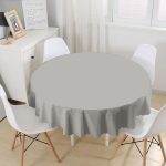 Gri Düz Renk Dijital Baskılı Yuvarlak Masa Örtüsü - Çap 140cm Realhomes
