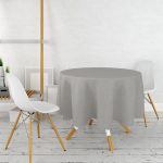 Gri Düz Renk Dijital Baskılı Yuvarlak Masa Örtüsü - Çap 140cm Realhomes