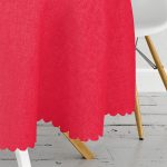 Kırmızı Renkli Dijital Baskılı Yuvarlak Masa Örtüsü - Çap 140cm Realhomes