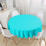 Turkuaz Renkli Dijital Baskılı Yuvarlak Masa Örtüsü - Çap 140cm Realhomes