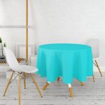 Turkuaz Renkli Dijital Baskılı Yuvarlak Masa Örtüsü - Çap 140cm Realhomes