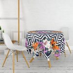 Çiçek Desen Dijital Baskılı Yuvarlak Masa Örtüsü - Çap 140cm Realhomes