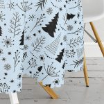 Mavi Zemin Çam Ağaçları Tasarımlı Dijital Baskılı Yuvarlak Masa Örtüsü - Çap 140cm Realhomes