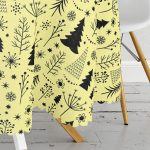 Sarı Zemin Çam Ağaçları Tasarımlı Dijital Baskılı Yuvarlak Masa Örtüsü - Çap 140cm Realhomes