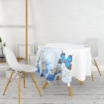 Kelebek & Gül Tasarımlı Dijital Baskılı Yuvarlak Masa Örtüsü - Çap 140cm Realhomes