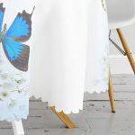 Kelebek & Gül Tasarımlı Dijital Baskılı Yuvarlak Masa Örtüsü - Çap 140cm Realhomes