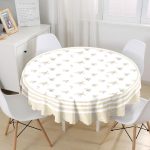 Krem Çiçek Tasarımlı Dijital Baskılı Yuvarlak Masa Örtüsü - Çap 140cm Realhomes