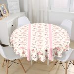 - MasaYuv-Real243-Gorsel1 - Realhomes  Krem Zemin Kebek Detaylı Özel Tasarım Dijital Baskılı Yuvarlak Masa Örtüsü - Çap 140cm Realhomes