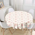 Kelebek & Kalp Detaylı Dijital Baskılı Yuvarlak Masa Örtüsü - Çap 140cm Realhomes