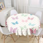Realhomes Kelebek Tasarımlı Dijital Baskılı Yuvarlak Masa Örtüsü - Çap 140cm Realhomes