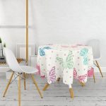 Realhomes Kelebek Tasarımlı Dijital Baskılı Yuvarlak Masa Örtüsü - Çap 140cm Realhomes