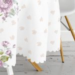 Eflatun Gül Tasarımlı Dijital Baskılı Modern Yuvarlak Masa Örtüsü - Çap 140cm Realhomes