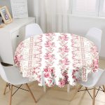 Gül Motifli Özel Tasarım Dijital Baskılı Modern Yuvarlak Masa Örtüsü - Çap 140cm Realhomes
