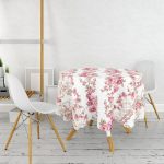 Gül Motifli Özel Tasarım Dijital Baskılı Modern Yuvarlak Masa Örtüsü - Çap 140cm Realhomes