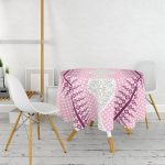 Pembe Zemin Puantiyeli Dijital Baskılı Yuvarlak Masa Örtüsü - Çap 140cm Realhomes