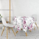 - MasaYuv-Real277-Gorsel2 - Realhomes Eflatun Gül Tasarımlı Dijital Baskılı Modern Yuvarlak Masa Örtüsü - Çap 140cm Realhomes