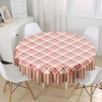 - MasaYuv-Real293-Gorsel1 - Realhomes Kahve Ekose Tasarımlı Dijital Baskılı Yuvarlak Masa Örtüsü - Çap 140cm Realhomes