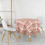 - MasaYuv-Real293-Gorsel2 - Realhomes Kahve Ekose Tasarımlı Dijital Baskılı Yuvarlak Masa Örtüsü - Çap 140cm Realhomes