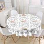 RealHomes Özel Tasarım Dijital Baskılı Modern Yuvarlak Masa Örtüsü - Çap 140cm Realhomes