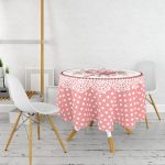 - MasaYuv-Real298-Gorsel2 - Realhomes Turuncu Puantiyeli Özel Tasarım Dijital Baskılı Yuvarlak Masa Örtüsü - Çap 140cm Realhomes