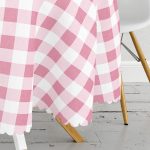 Pembe Ekose Motifli Özel Tasarım Dijital Baskılı Yuvarlak Masa Örtüsü - Çap 140cm Realhomes