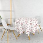 Gül Tasarımlı Dijital Baskılı Yuvarlak Masa Örtüsü - Çap 140cm Realhomes