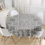 - MasaYuv-Real323-Gorsel1 - Realhomes Koyu Renkli Etnik Çini Tasarımlı Yuvarlak Masa Örtüsü - Çap 140cm Realhomes