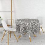 - MasaYuv-Real323-Gorsel2 - Realhomes Koyu Renkli Etnik Çini Tasarımlı Yuvarlak Masa Örtüsü - Çap 140cm Realhomes