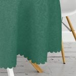 Koyu Yeşil Düz Renk Dijital Baskılı Yuvarlak Masa Örtüsü - Çap 140cm Realhomes