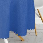 Lacivert Düz Renkli Dijital Baskılı Yuvarlak Masa Örtüsü - Çap 140cm Realhomes