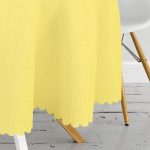 Sarı Düz Renkli Dijital Baskılı Yuvarlak Masa Örtüsü - Çap 140cm Realhomes